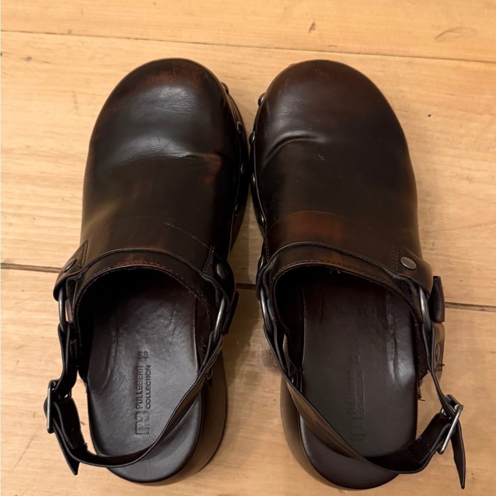 Brown Leather Studded Slingback Clog - Women - Picture 3 of 4